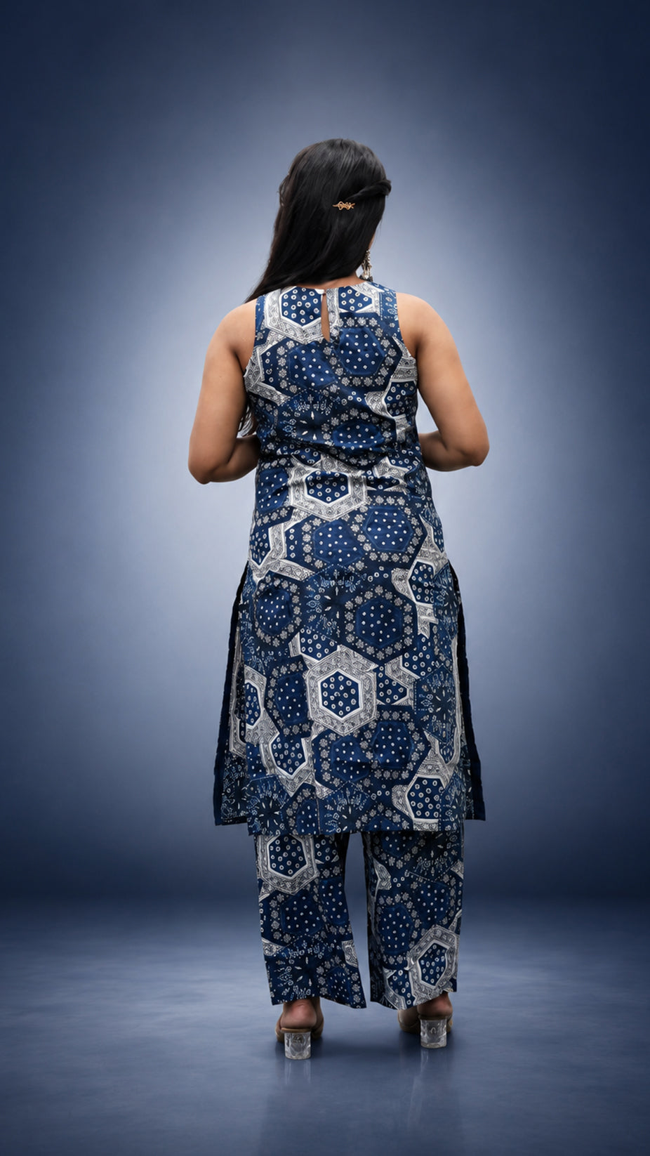 INDIGO PRINTED STRIGHT CO-ORD SETS