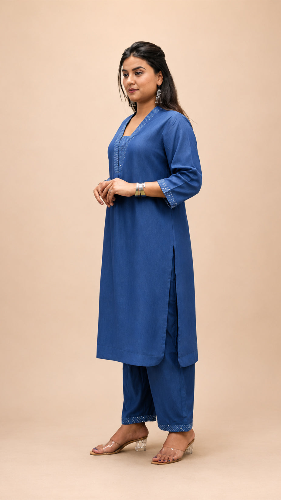 INDIGO EMBRODERY STRIGHT CO- ORD SETS