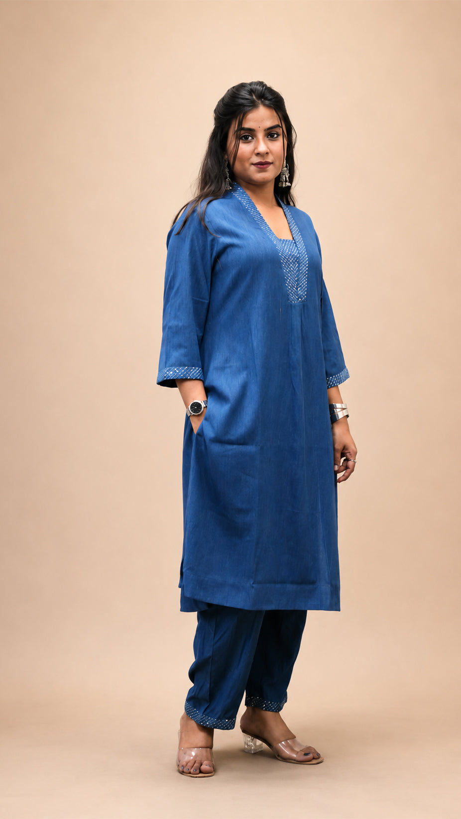 INDIGO EMBRODERY STRIGHT CO- ORD SETS
