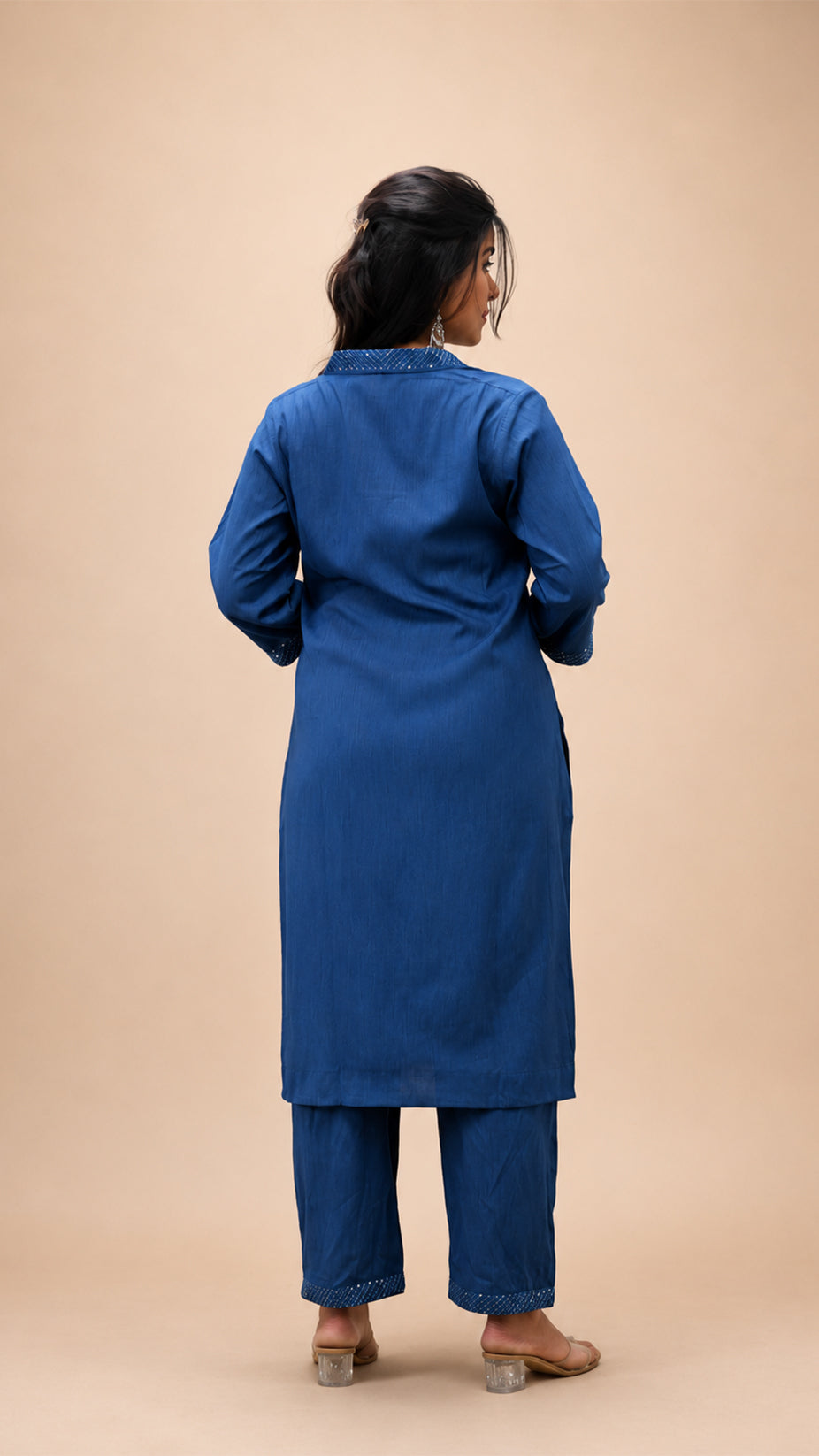 INDIGO EMBRODERY STRIGHT CO- ORD SETS