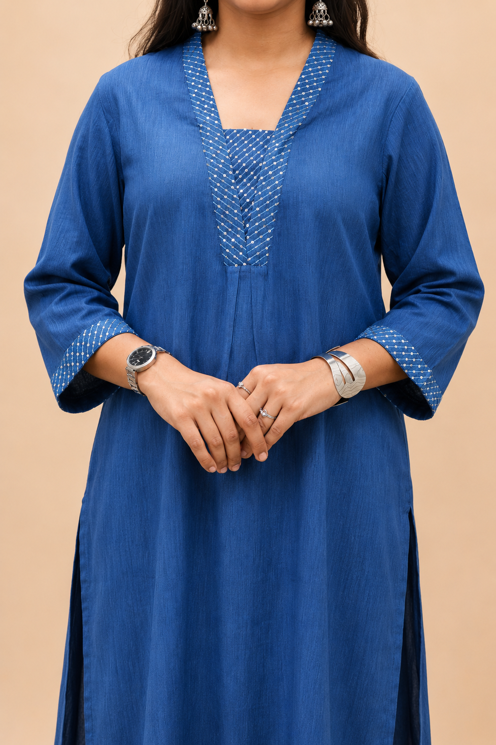 INDIGO EMBRODERY STRIGHT CO- ORD SETS