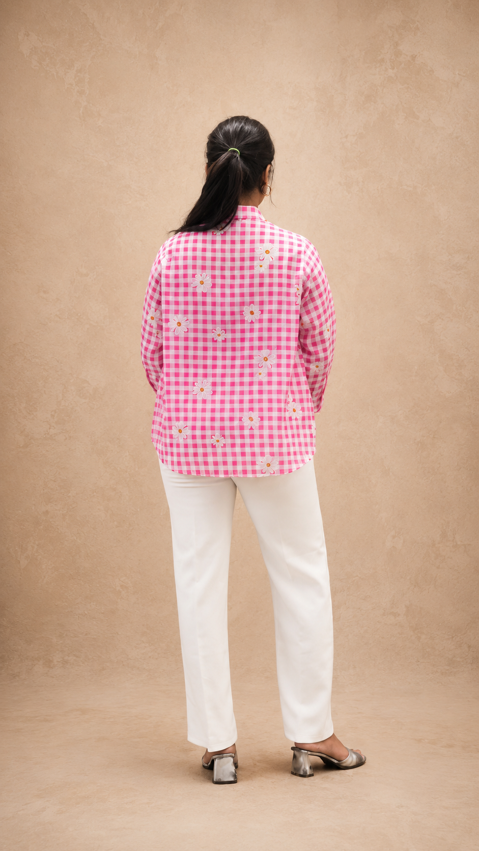 PINK CHANDARI FLORAL  PRINTED HAND WORK SHIRT