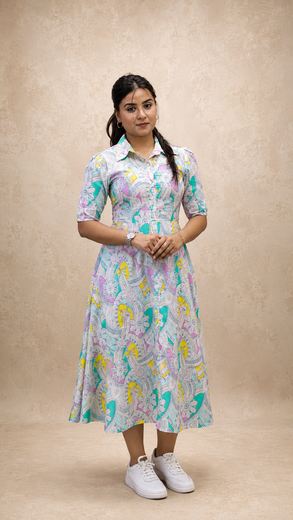 MULGTI PRINTED COTTON DRESS