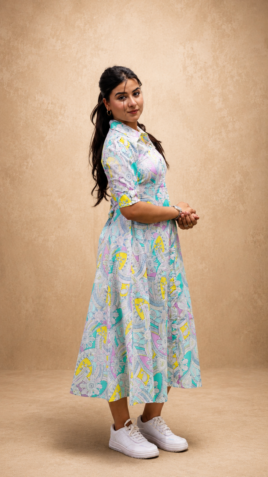 MULTI PRINTED COTTON DRESS