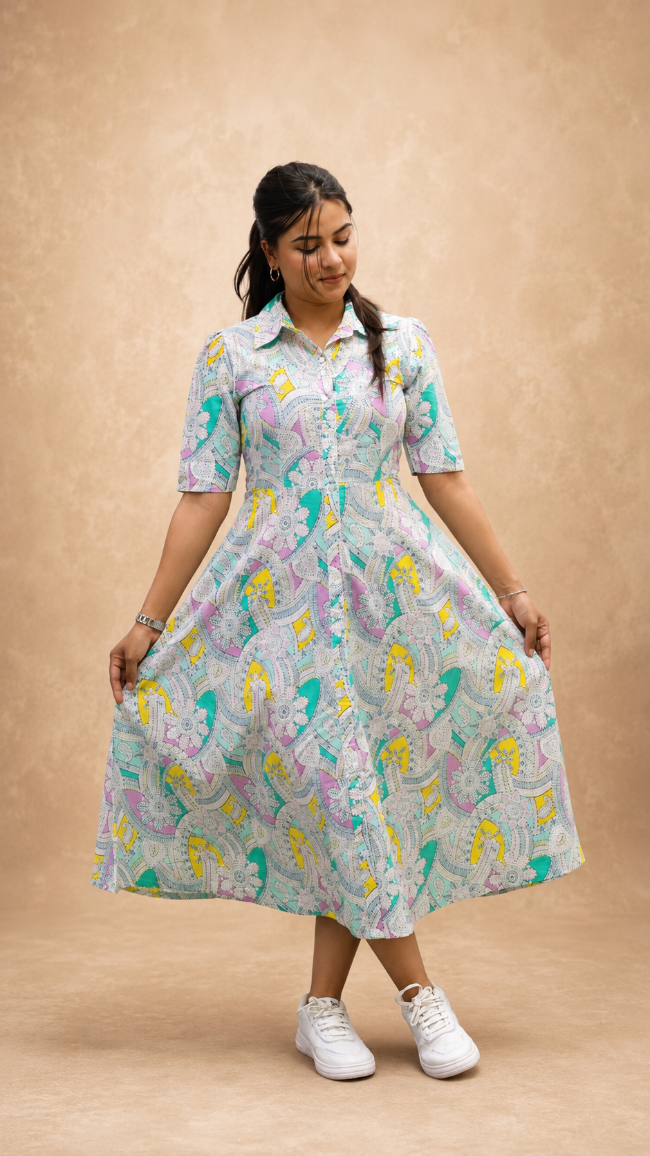 MULGTI PRINTED COTTON DRESS