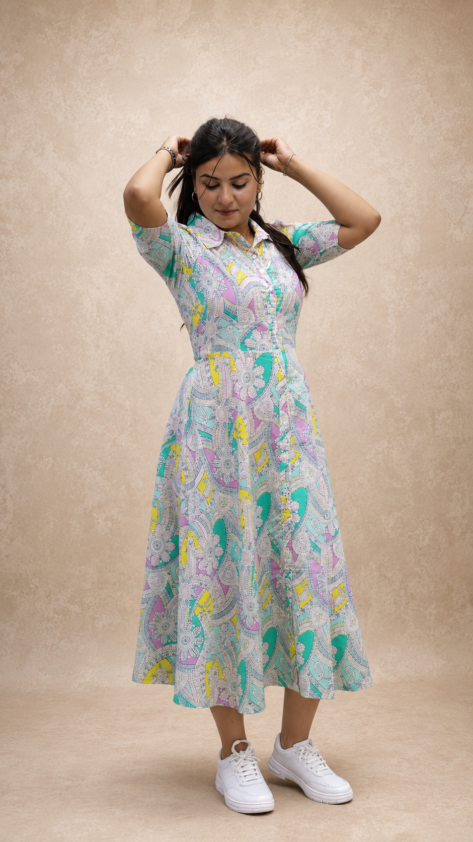 MULGTI PRINTED COTTON DRESS
