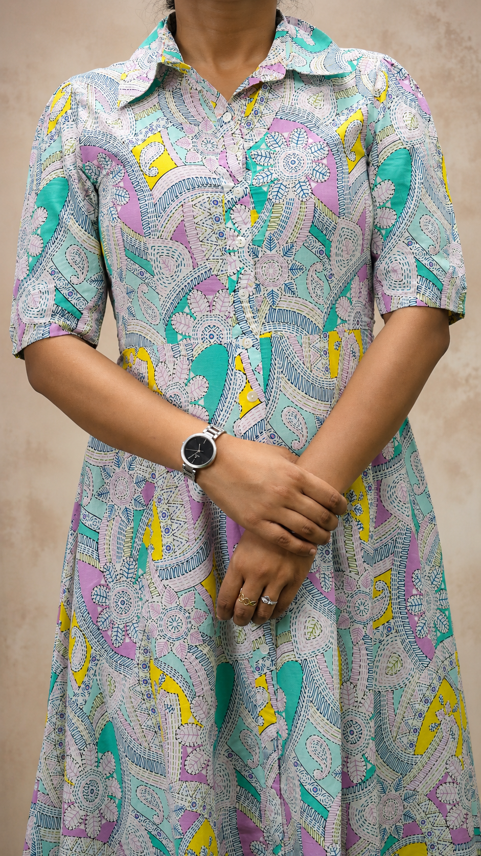 MULGTI PRINTED COTTON DRESS