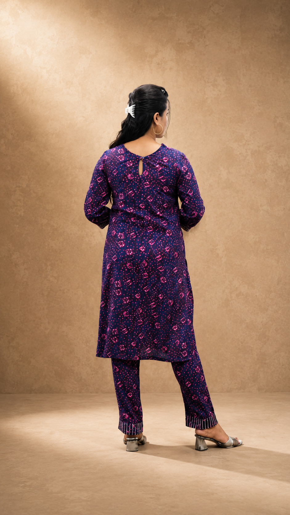 BLUE VISCOSE EMBEROIDERY HAND WORK KURTA SUIT SET