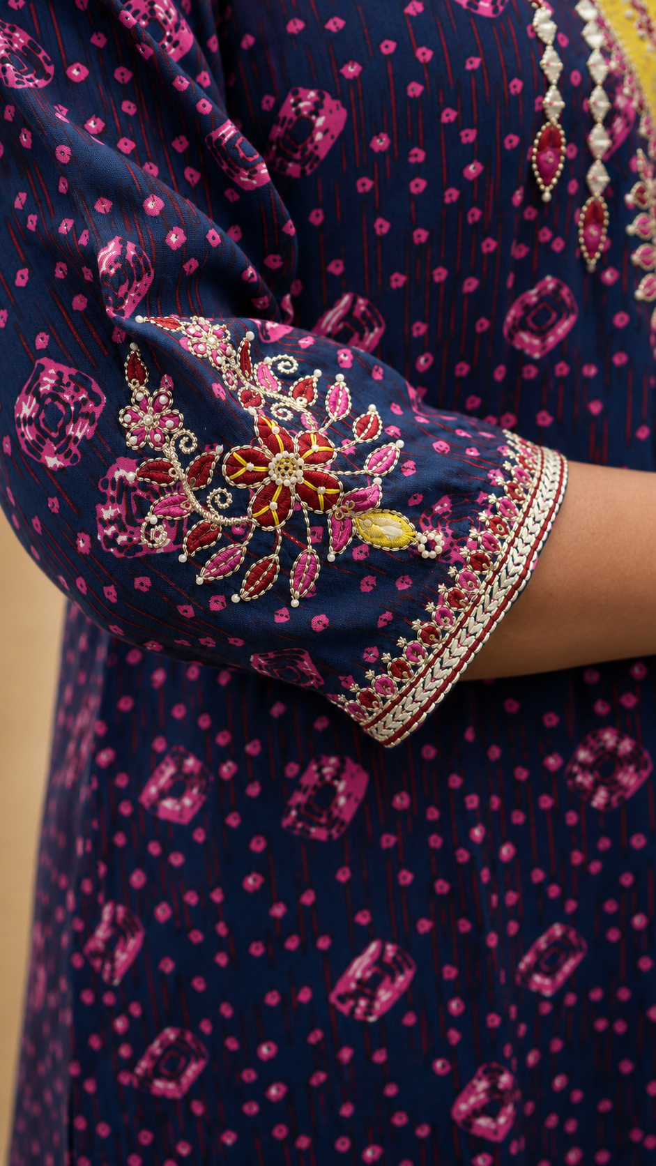 BLUE VISCOSE EMBEROIDERY HAND WORK KURTA SUIT SET