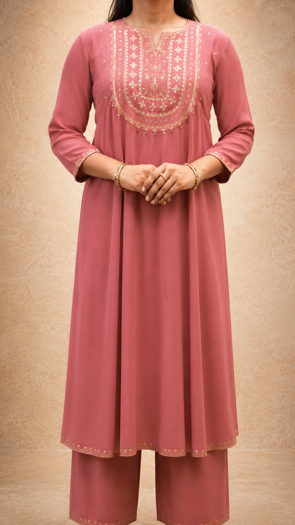GREEN VICOSE EMBEROIDERY FLAREAD KURTA SUT SET