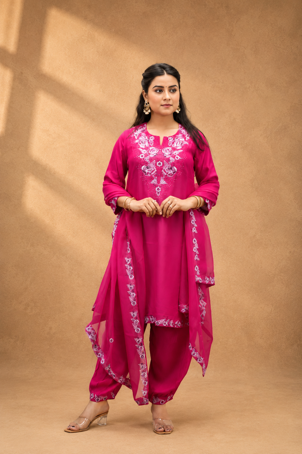 RED VISCOSE EMBRODERY HAND WORK KURTA SUT SET