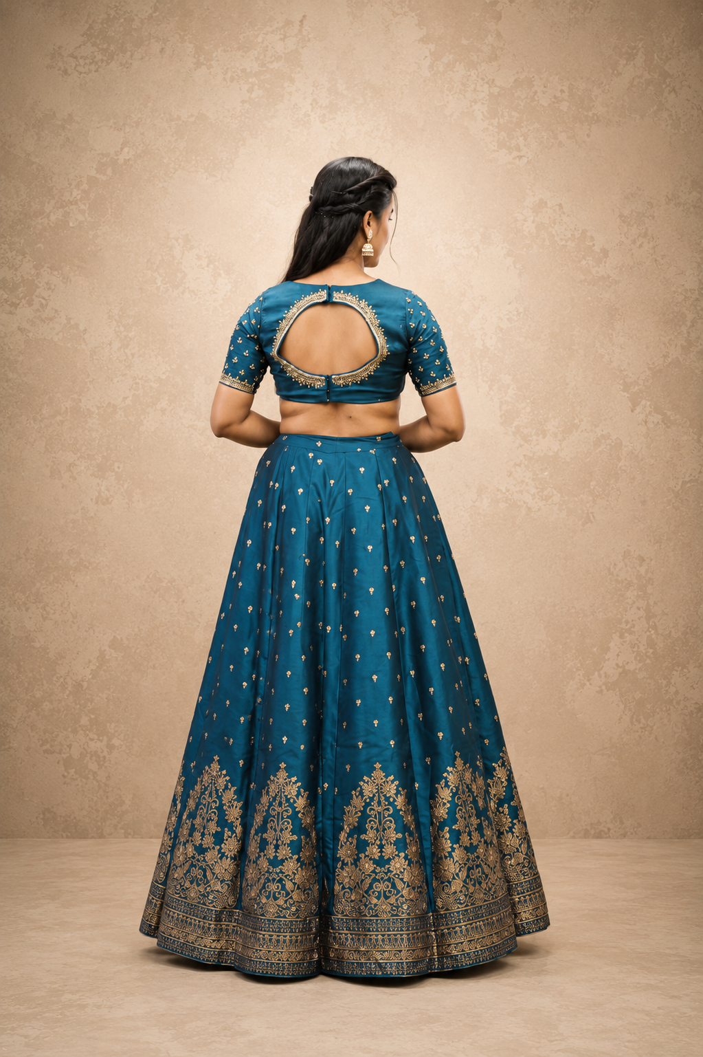 teal BANARSI SILK HAND WORK  LENGHGA SUT SET
