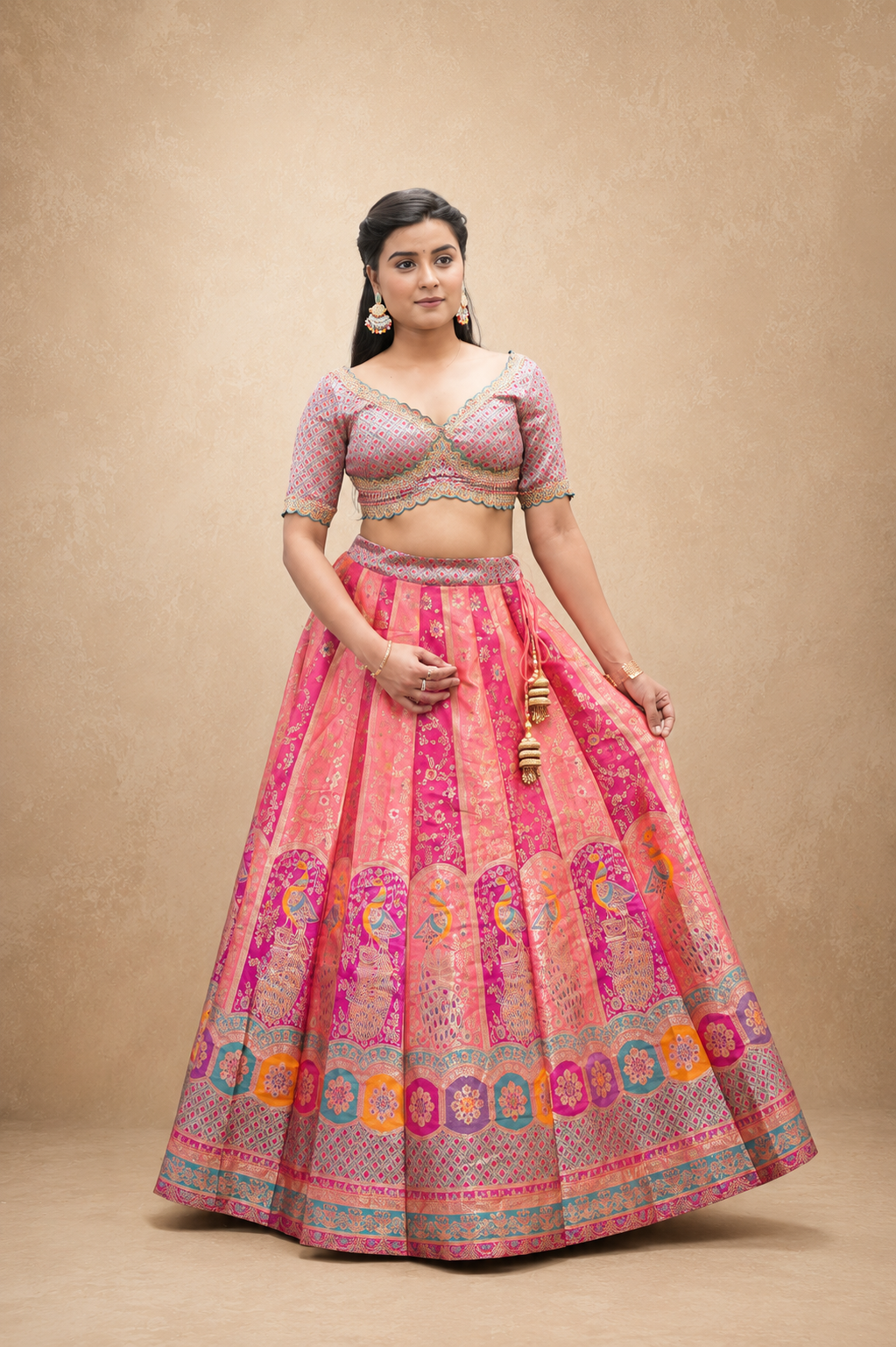 PINK BANARASI BROCKET LENGHGA SUT SET