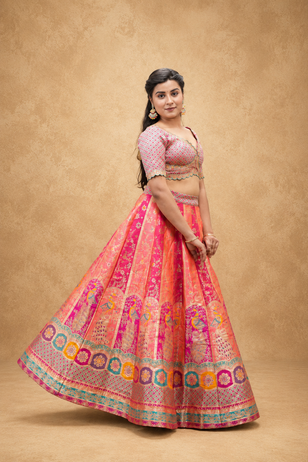 PINK BANARASI BROCKET LENGHGA SUT SET
