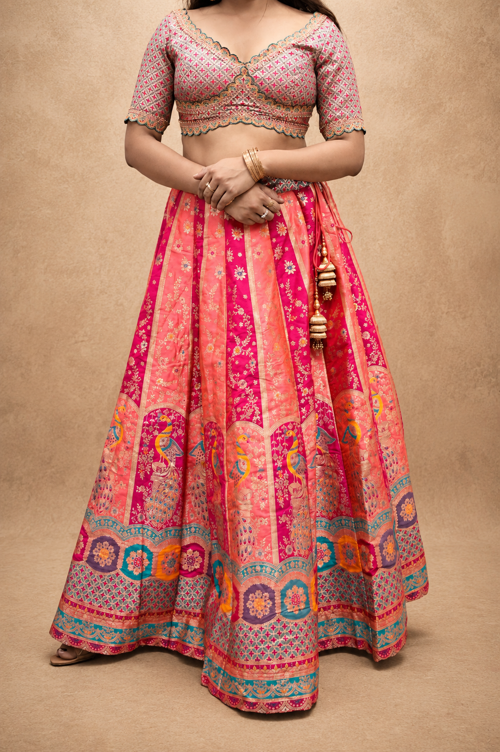 PINK BANARASI BROCKET LENGHGA SUT SET