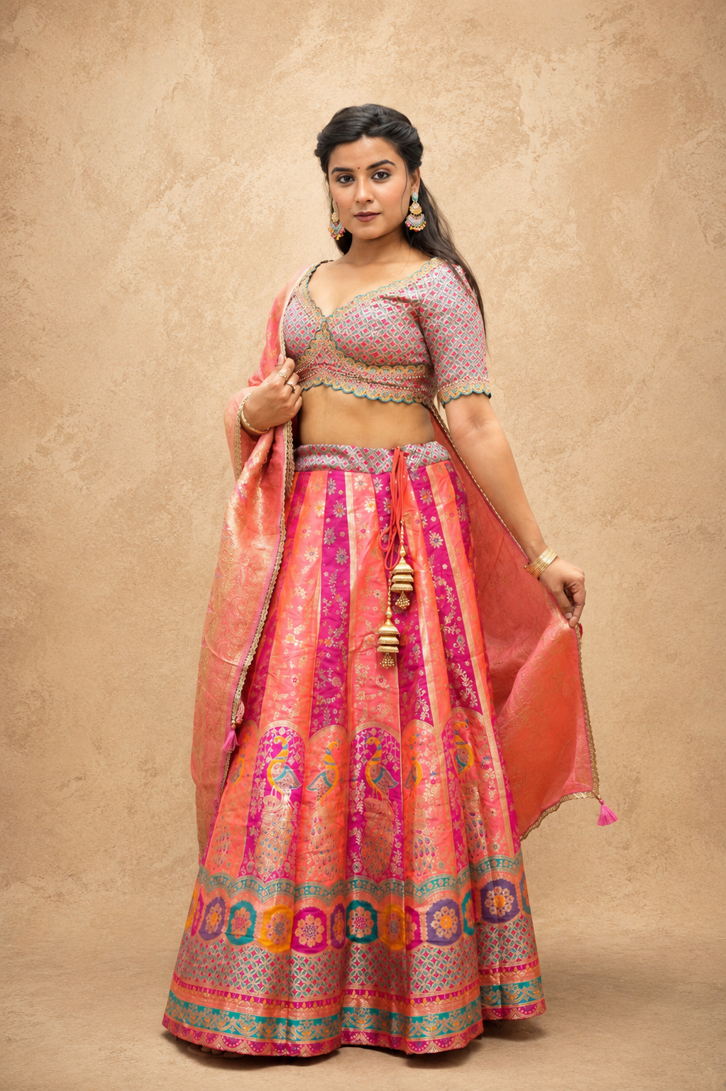 PINK BANARASI BROCKET LENGHGA SUT SET