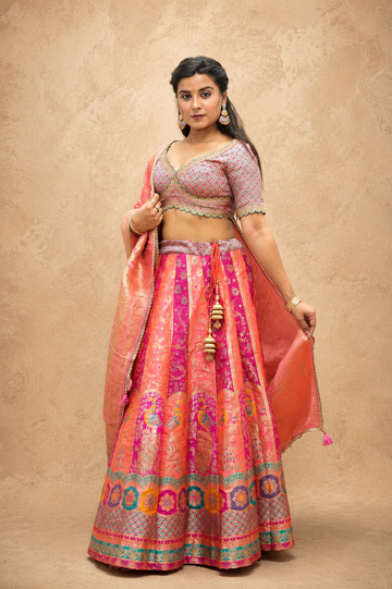 PINK BANARASI BROCKET LENGHGA SUT SET