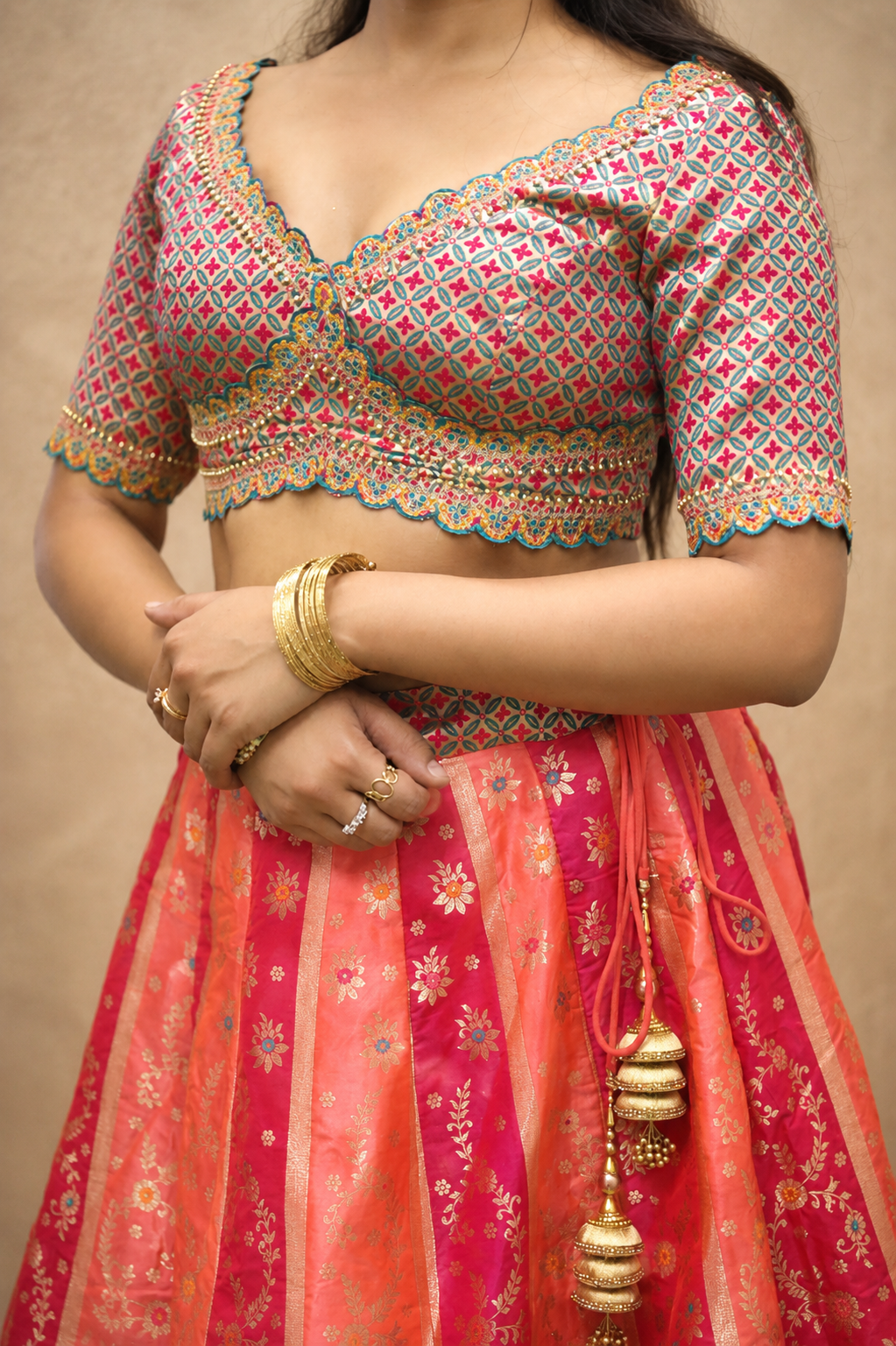 PINK BANARASI BROCKET LENGHGA SUT SET