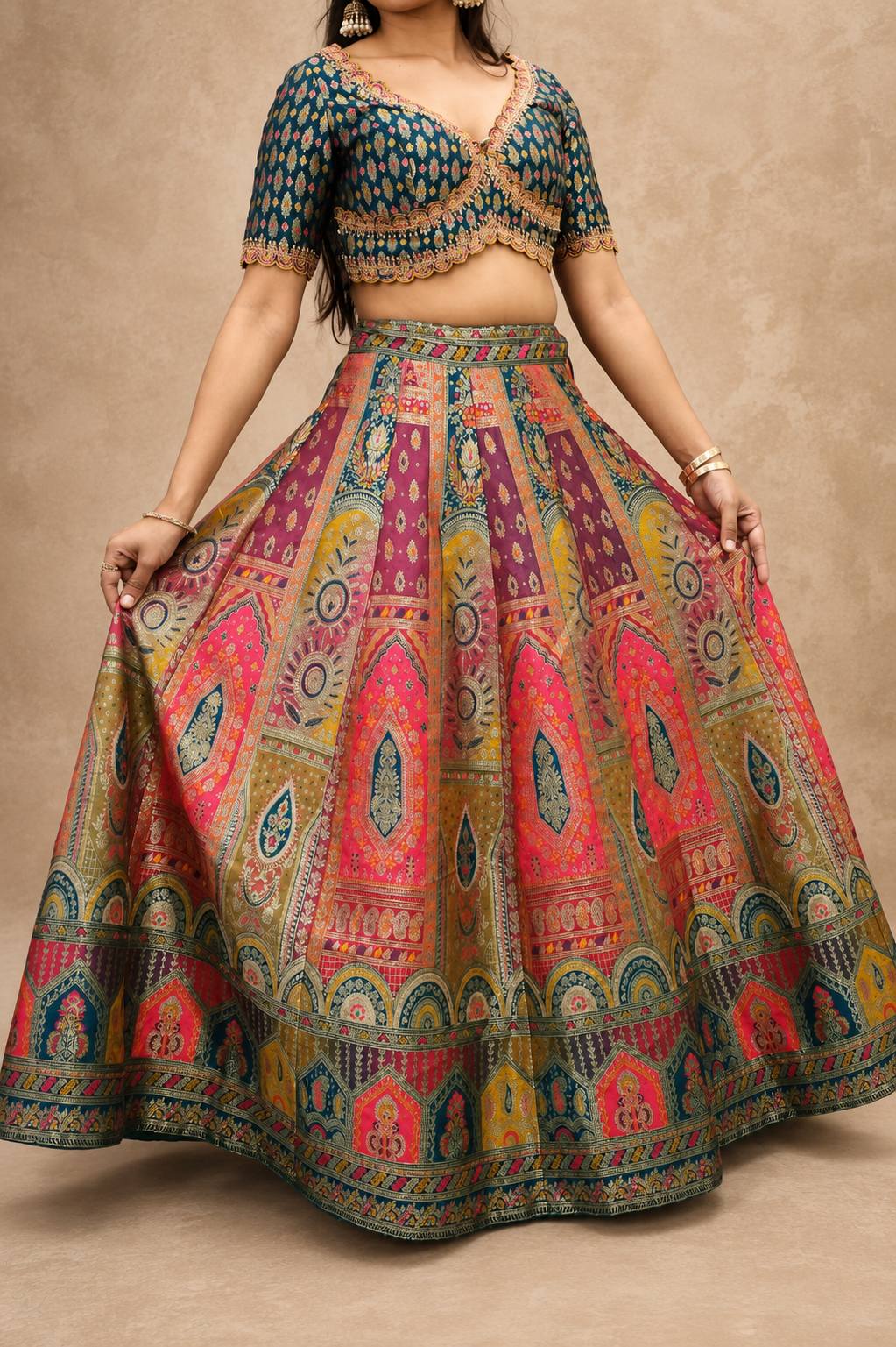 BLUE BANARSI BROCKED EMBRODERY HAND WORK LENGHGA SUT SET