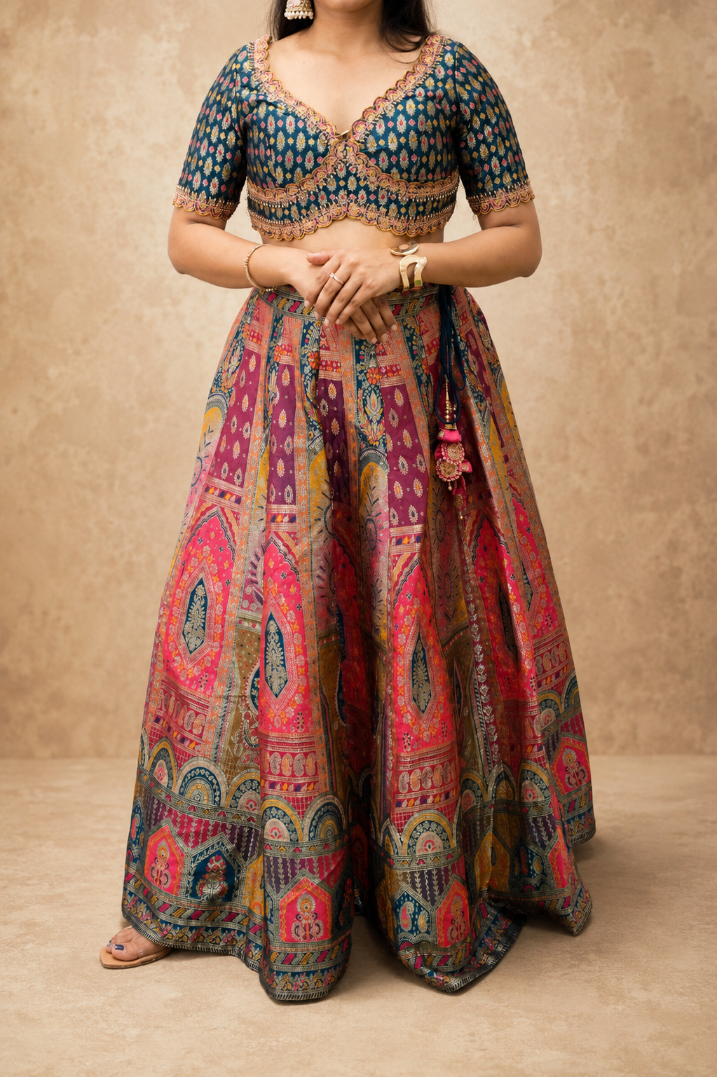 BLUE BANARSI BROCKED EMBRODERY HAND WORK LENGHGA SUT SET