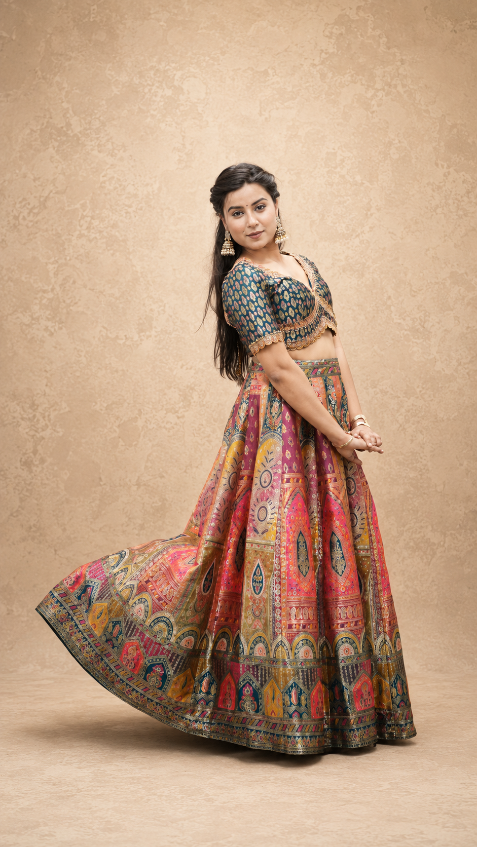 BLUE BANARSI BROCKED EMBRODERY HAND WORK LENGHGA SUT SET