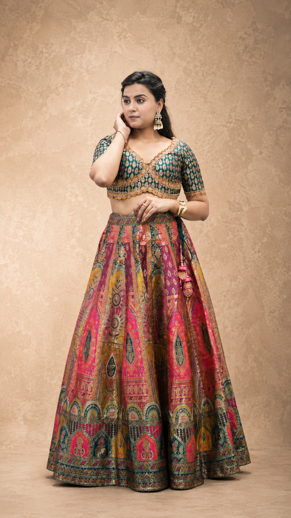 BLUE BANARSI BROCKED EMBRODERY HAND WORK LENGHGA SUT SET