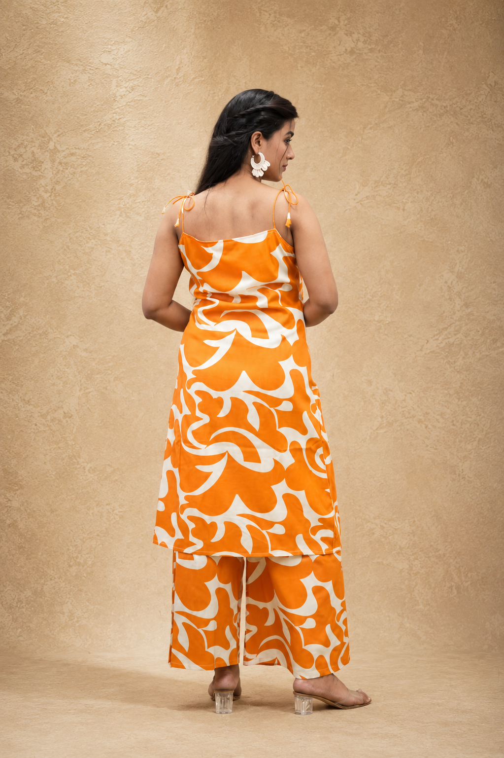 ORANGE PRINTED COTTON CORDS SETS