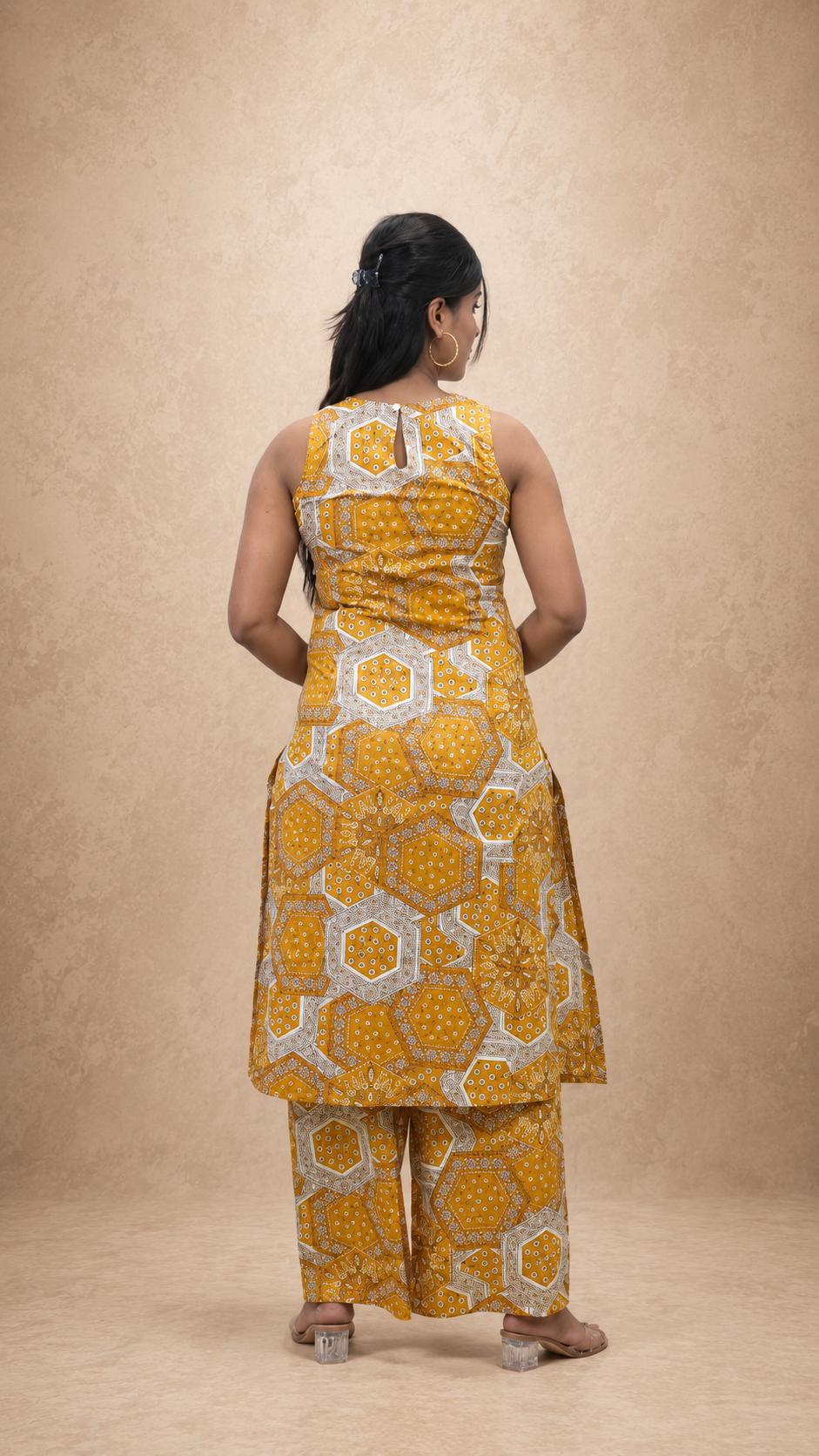 MUSTARD PRINTED STRIGHT CO-ORD SETS