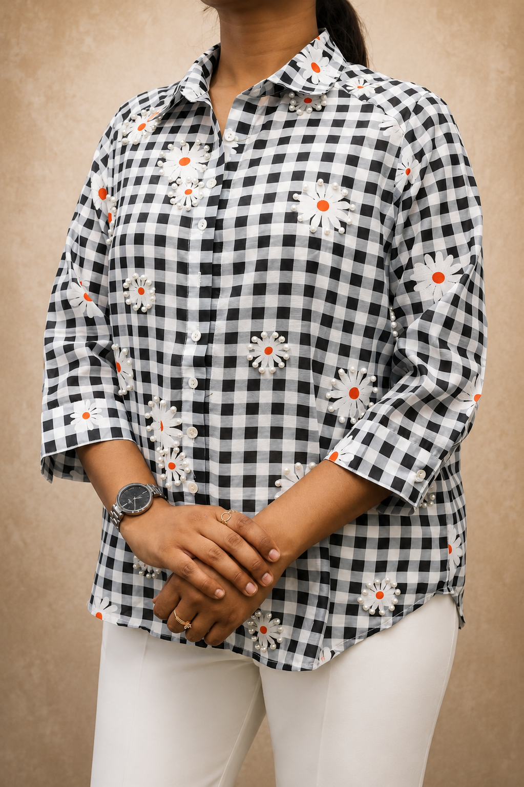 PINK CHANDARI FLORAL  PRINTED HAND WORK SHIRT