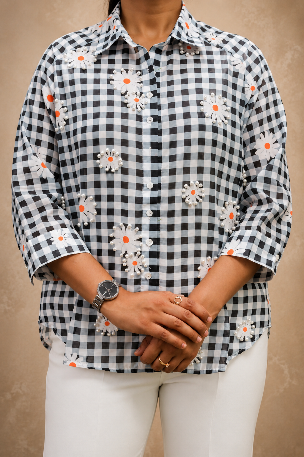 PINK CHANDARI FLORAL  PRINTED HAND WORK SHIRT