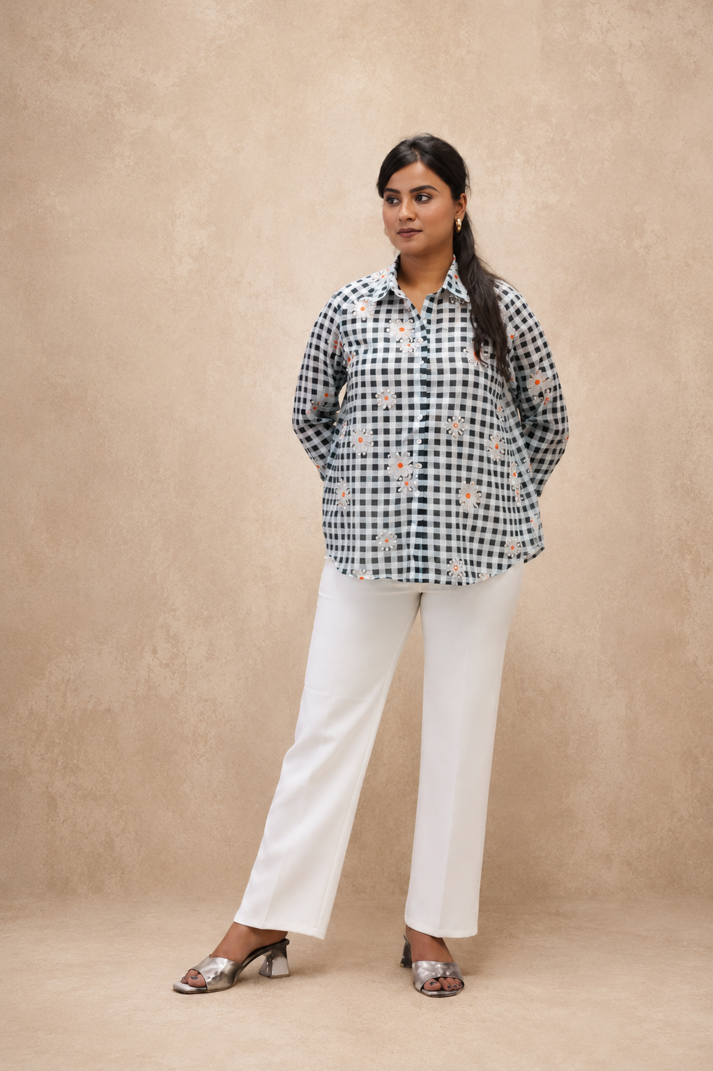 PINK CHANDARI FLORAL  PRINTED HAND WORK SHIRT
