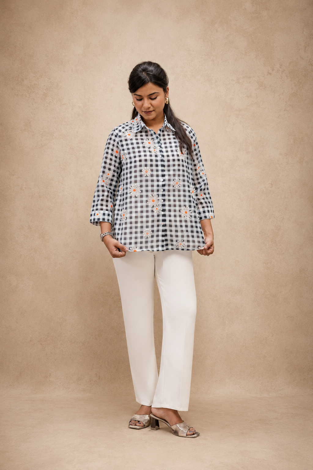 PINK CHANDARI FLORAL  PRINTED HAND WORK SHIRT